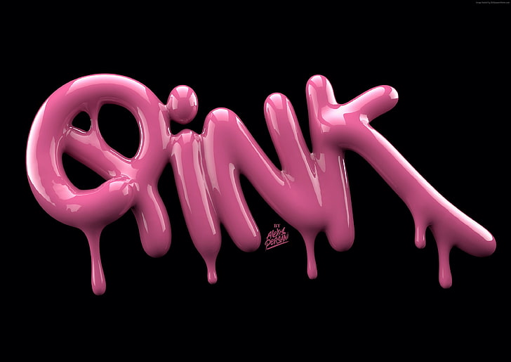 3D, 4k, pink, 5k, font, typography, shape, abstract, HD wallpaper