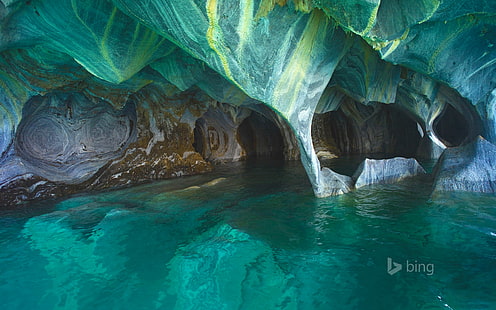 Chile, Andes, Patagonia, the marble caves, General Carrera Lake, HD wallpaper HD wallpaper