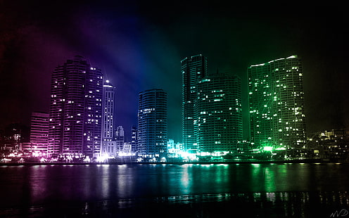 Creative City Lights HD, огни города, креатив, графика, креатив и графика, HD обои HD wallpaper