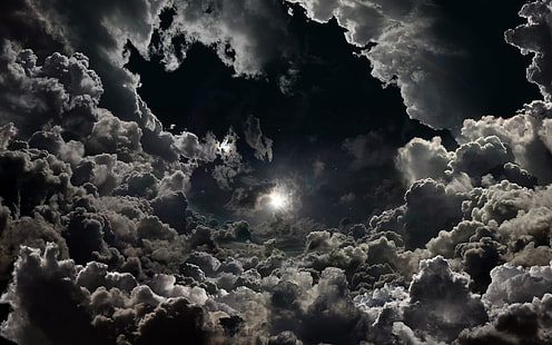 달빛 별 밤 구름 하늘 HD, 자연, 구름, 밤, 별, 하늘, 달빛, HD 배경 화면 HD wallpaper
