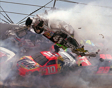 NASCAR иллюстрация, крушение, гоночные машины, HD обои HD wallpaper