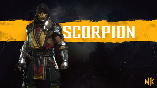 Das Spiel, Skorpion, Kämpfer, Kunst, Mortal Kombat, Skorpion, Charakter, Mortal Kombat 11, Mortal Kombat XI, HD-Hintergrundbild HD wallpaper
