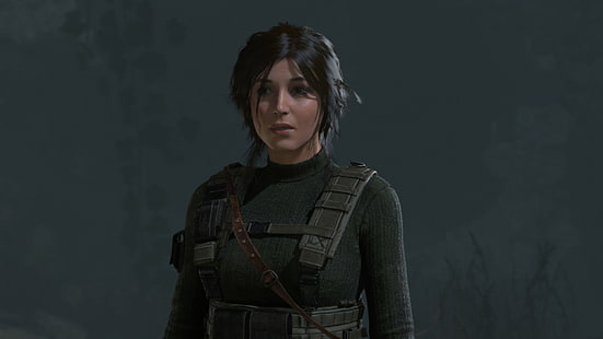 Rise of the Tomb Raider, Lara Croft, morena, ojos marrones, mirando a lo lejos, Fondo de pantalla HD HD wallpaper