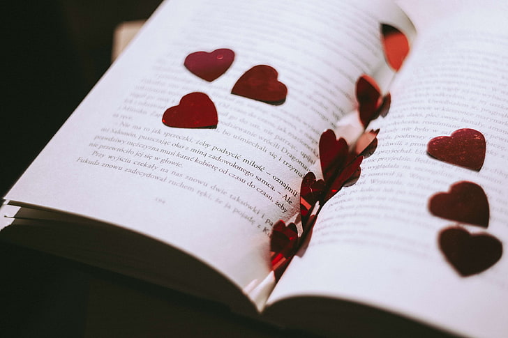art, bible, book, business, chapter, close up, creative, document, education, heart, hearts, indoors, knowledge, literature, love, page, pages, paper, petals, poetry, reading, romance, still life, story, text, wedding, wo, HD wallpaper