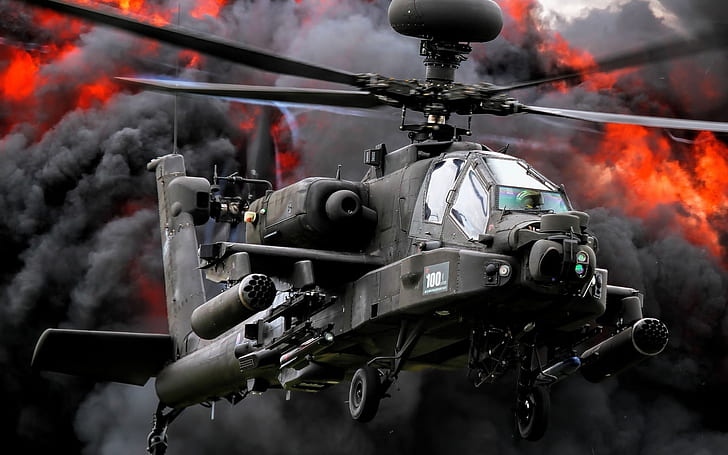 Boeing AH 64 Apache, helikopter hitam, boeing, ah-64 apache, helikopter, Wallpaper HD