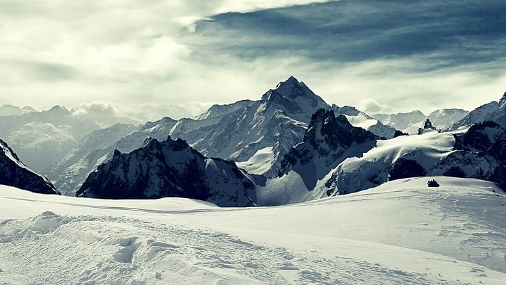 пейзаж, горы, снег, зима, природа, Титлис, Швейцария, HD обои