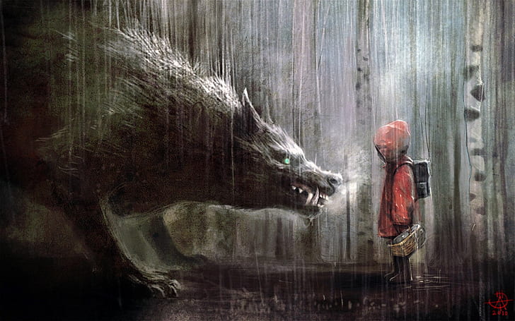IT illustration, fantasy art, Little Red Riding Hood, HD wallpaper