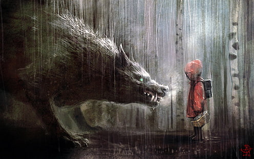 Ilustrasi IT, seni fantasi, Little Red Riding Hood, Wallpaper HD HD wallpaper
