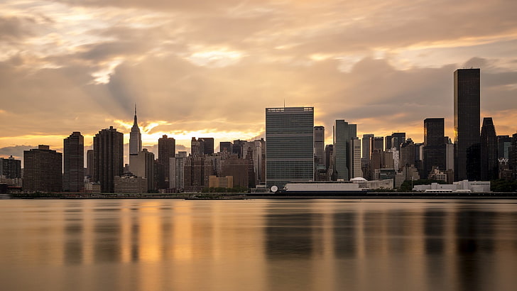 المسطح المائي بالقرب من المباني ، المدينة ، cityscape ، مدينة نيويورك، خلفية HD