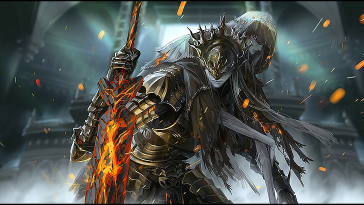 Wallpaper Dark Souls lorian, seni fantasi, kesatria, Dark Souls III, Wallpaper HD
