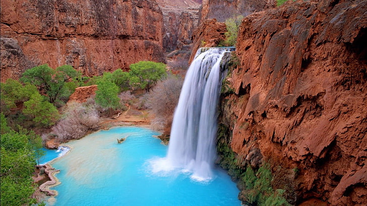 corpo de água, natureza, Arizona, lago, cachoeira, rocha, HD papel de parede