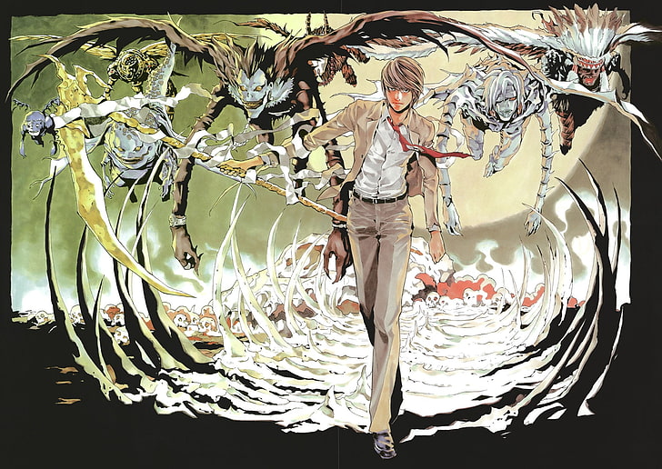 Death Note, Yagami Light, Ryuk, anime, HD wallpaper