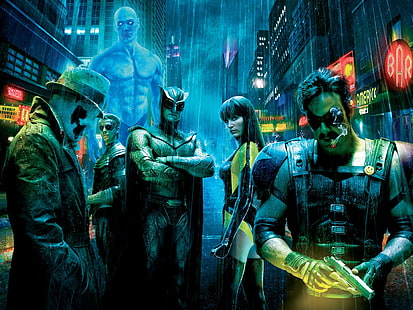 Watchmen, Watchmen (film), Dr. Manhattan, Rorschach, Silk Spectre, Nite Owl, pistola, The Comedian, Ozymandias, Sfondo HD HD wallpaper
