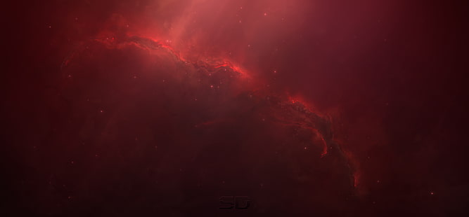 космос, красный, абстрактный, мечтательный, сюрреалистический, ультраширокий, HD обои HD wallpaper