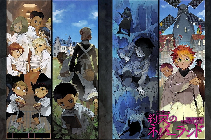Anime, The Promised Neverland, Anna (The Promised Neverland), Emma (The Promised Neverland), Gilda (The Promised Neverland), Lani (The Promised Neverland), Naila (The Promised Neverland), Phil (The Promised Neverland), Ray ( The Promised Neverland), Shelly (The Promised Neverland), Thoma (The Promised Neverland), HD tapet
