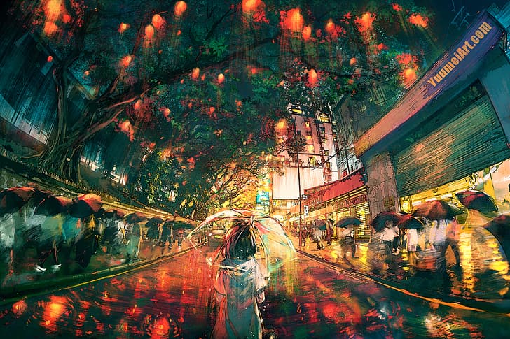Anime girls, anime, art installation, alone, sad, rain, walking, umbrella,  HD wallpaper | Wallpaperbetter