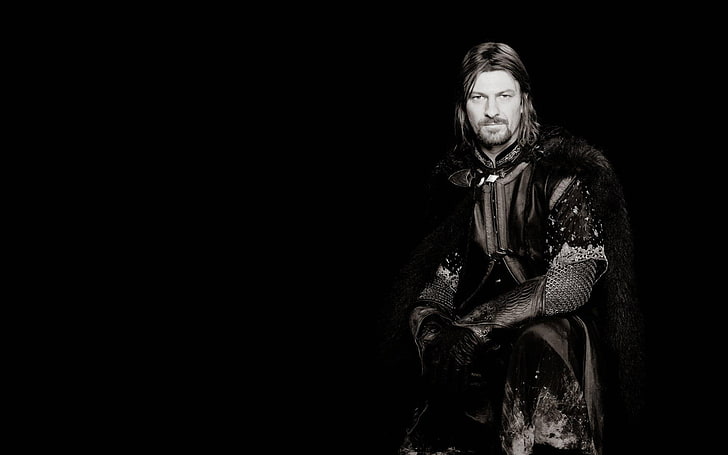 Game of Thrones papel de parede de personagem masculino, fundo preto, O Senhor dos Anéis, Sean Bean, Boromir, HD papel de parede