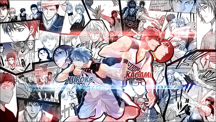 Anime, Bola Basket Kuroko, Daiki Aomine, Seijuro Akashi, Taiga Kagami, Tetsuya Kuroko, Wallpaper HD