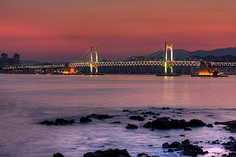 สะพาน, ปูซาน, กวางอัน, เกาหลี, ใต้, วอลล์เปเปอร์ HD HD wallpaper