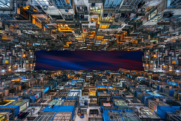 Гонконг, квартиры, городской пейзаж, HD обои