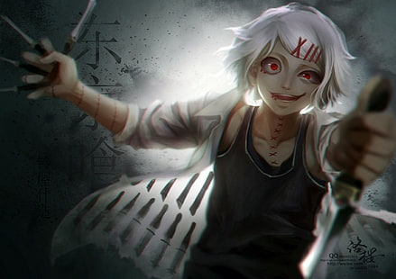 ilustracja białowłosego mężczyzny, Tokyo Ghoul, Suzuya Juuzou, Tapety HD HD wallpaper