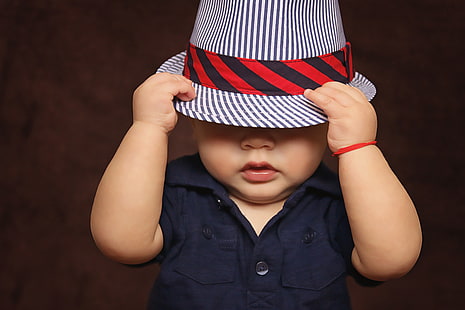 สไตล์, หมวก, 4K, เด็กทารกน่ารัก, วอลล์เปเปอร์ HD HD wallpaper