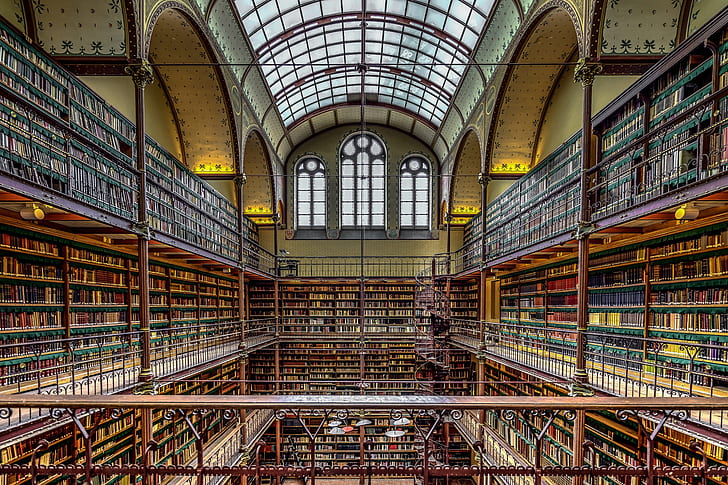 Amsterdam, bibliothèque, musée, Pays-Bas, le Rijksmuseum, Fond d'écran HD