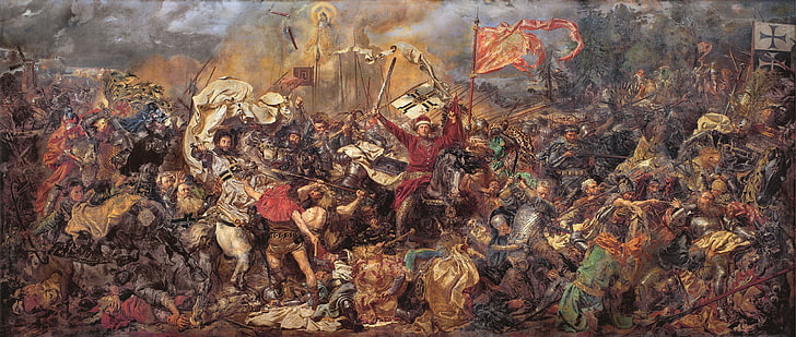 ザルギリス、戦場、グルンワルドの戦い、古典芸術、ヤン・マテイコ、グルンワルド、1410年、ポーランド、リトアニア、ドイツ騎士団、 HDデスクトップの壁紙