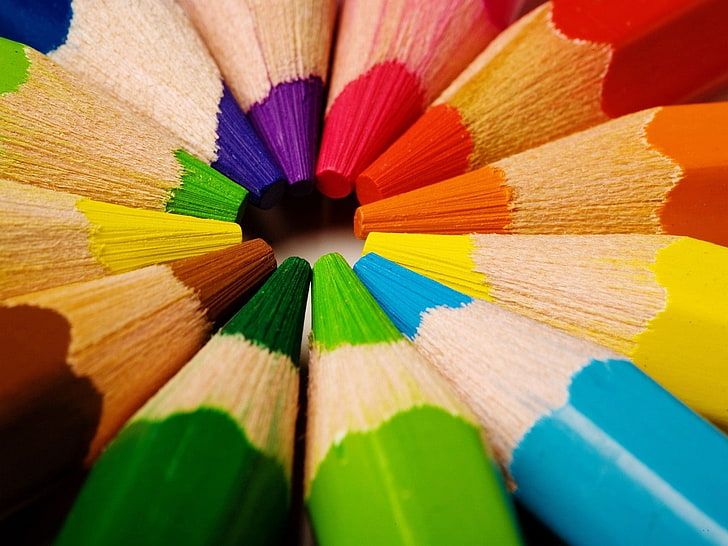 цветные карандаши, карандаши, разноцветные, острые, разноцветные, HD обои