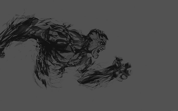 hulk, illust, anger, dark, minimal, hero, art, HD wallpaper