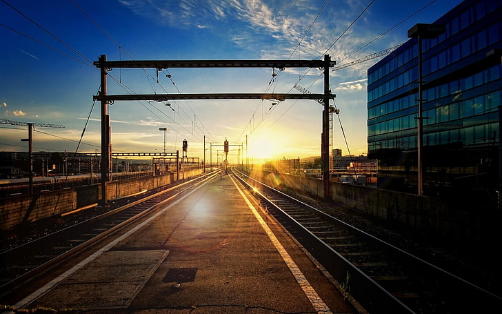 Eisenbahn, Sonnenstrahlen, HD-Hintergrundbild