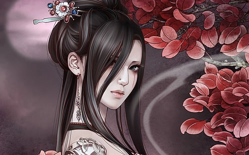 ilustração de mulher oriental, chinês, WuXia, Zhang Xiao Bai, HD papel de parede HD wallpaper