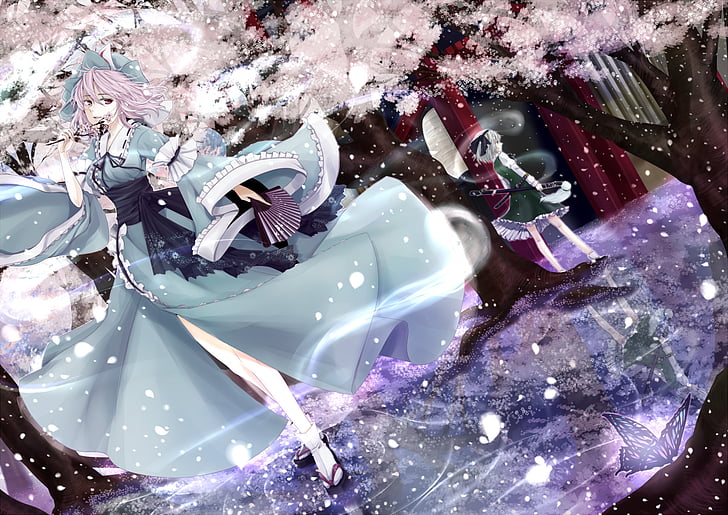 Anime, Touhou, Myon (Touhou), Youmu Konpaku, Yuyuko Saigyouji, HD-Hintergrundbild