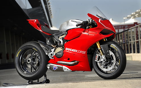 Ducati Panigale Superstock, red Ducati Corse sports bike, Motorcycles, Ducati, red, HD wallpaper HD wallpaper