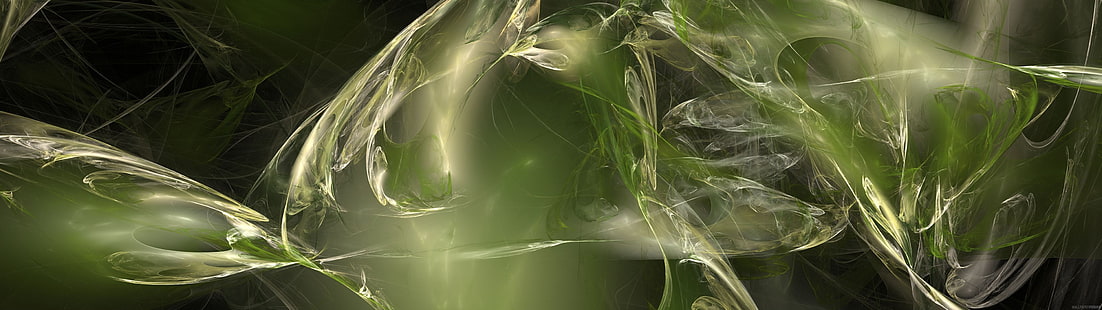 digitale Tapete des grünen und weißen Rauches, mehrfache Anzeige, Zusammenfassung, digitale Kunst, bunt, HD-Hintergrundbild HD wallpaper