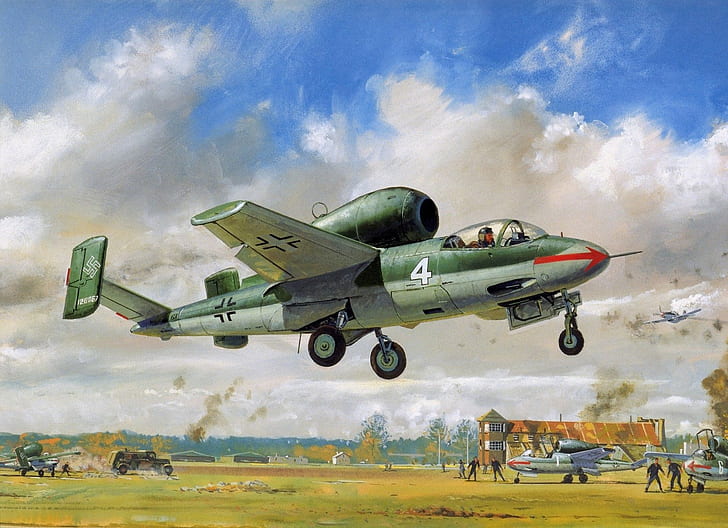 Втората световна война самолет самолет военен военен самолет luftwaffe Германия heinkel he 162, HD тапет