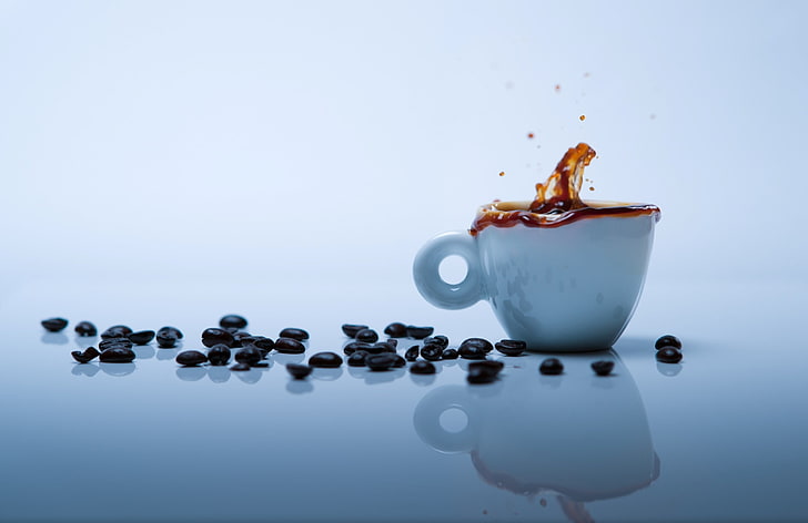 ชุดน้ำชาเซรามิกสีขาวและน้ำตาลกาแฟถ้วย, วอลล์เปเปอร์ HD
