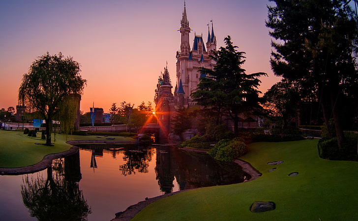 Tokyo Disneyland of the Rising Sun, white concrete castle, Asia, Japan, Castle, Cinderella Castle, HD wallpaper