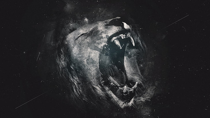 illustration de lion, lion, art numérique, animaux, œuvres d'art, Fond d'écran HD