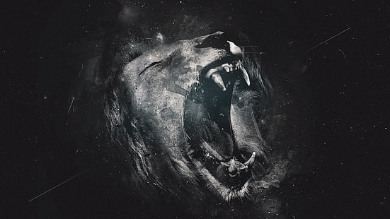 Ilustración del león, león, arte digital, animales, ilustraciones, Fondo de pantalla HD HD wallpaper