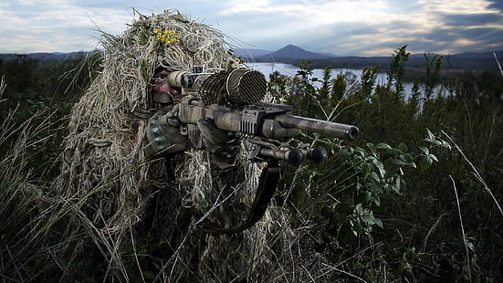 ปืนไรเฟิลสีดำอาวุธทหาร Sniper, วอลล์เปเปอร์ HD HD wallpaper
