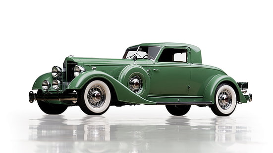 Packard, Packard Twelve, Car, Full-Size Car, Green Car, Luxury Car, Old Car, Packard Twelve Individual Custom Stationary Coupe, Vintage Car, HD wallpaper HD wallpaper