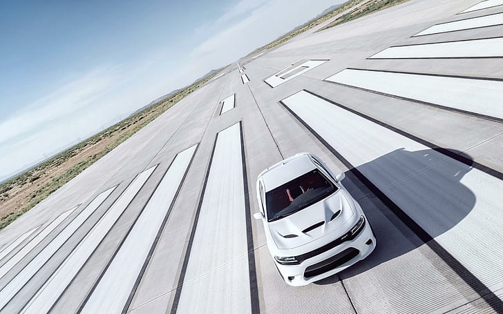 2015 Dodge Charger SRT Hellcat 6, белый седан, Dodge, зарядное устройство, 2015, Hellcat, автомобили, HD обои