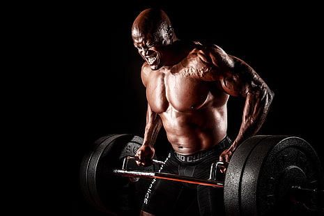 schwarze Hantel, Muskeln, Kraft, Bodybuilder, Gewichtheben, HD-Hintergrundbild HD wallpaper