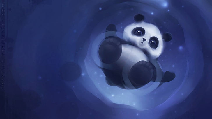 Pandaillustration, Panda, digitale Kunst, Apofiss, Fantasiekunst, HD-Hintergrundbild