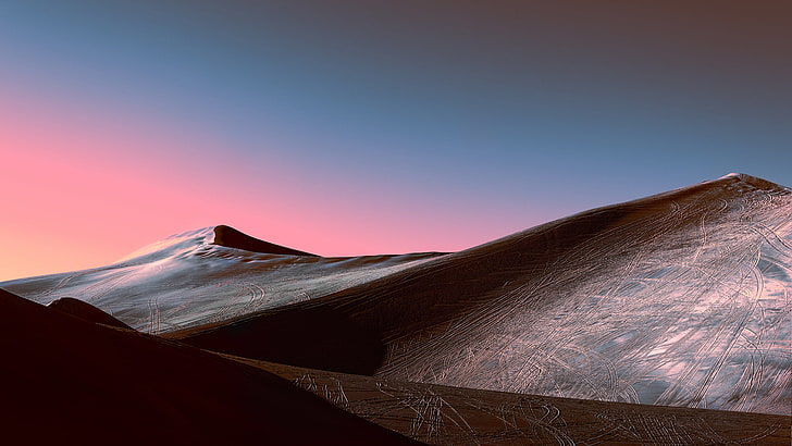 Desert, Dunes, Neon, Sunset, HD, HD wallpaper