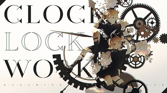 vocaloid, kagamine rin, kagamine len, clock lock works, anime, HD-Hintergrundbild HD wallpaper