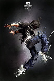 poster hitam kemeja dan jeans pria, pria, jeans, karya seni, penari, seni digital, Wallpaper HD HD wallpaper