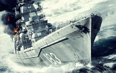 русский линейный крейсер петр великий, HD обои HD wallpaper