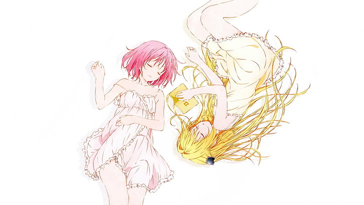 two female anime characters, To Love-ru, Momo Velia Deviluke, Golden Darkness, sleeping, HD wallpaper